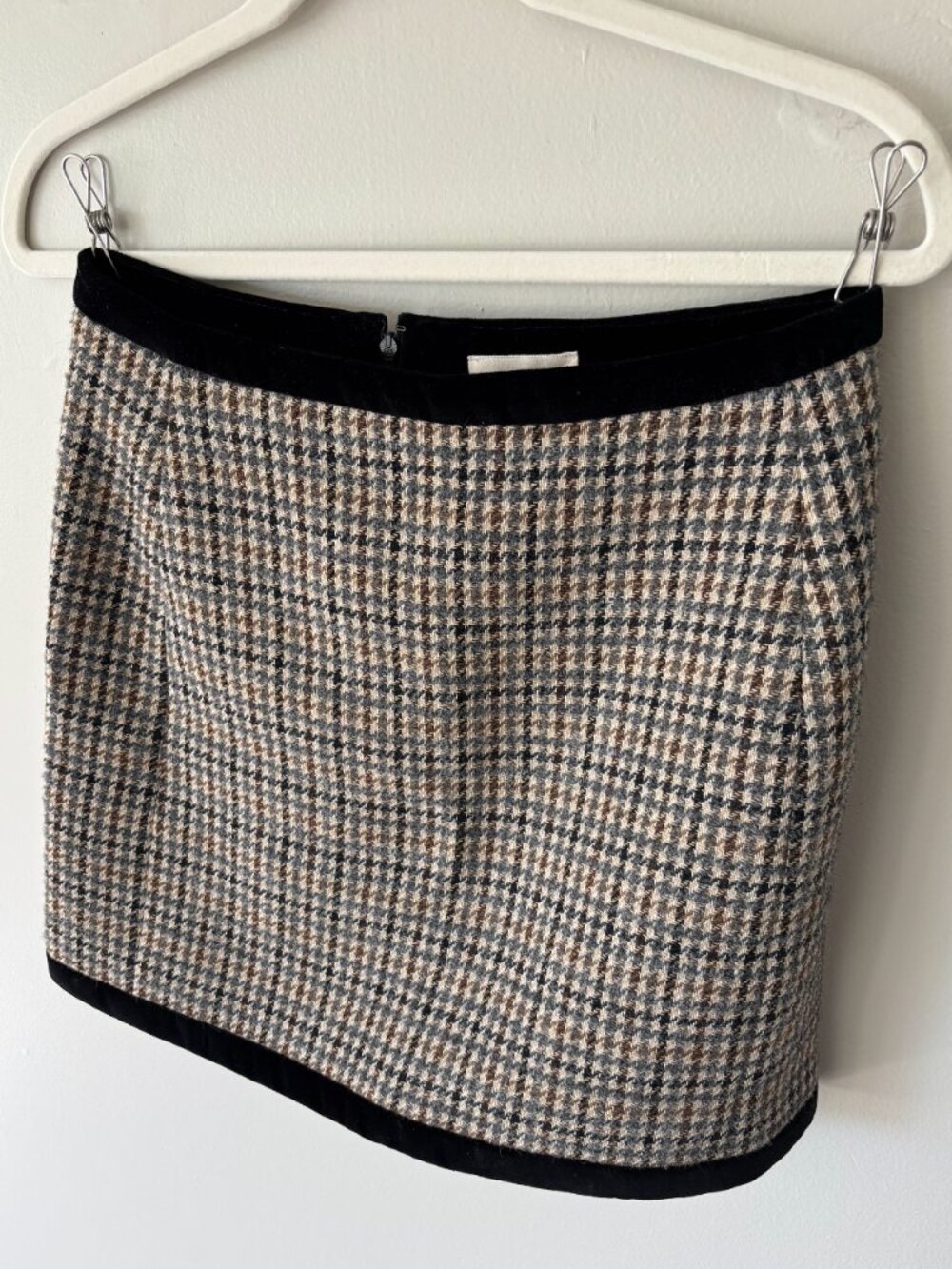 Sezane Dexty Skirt Grey And Black Houndstooth - Size 6
